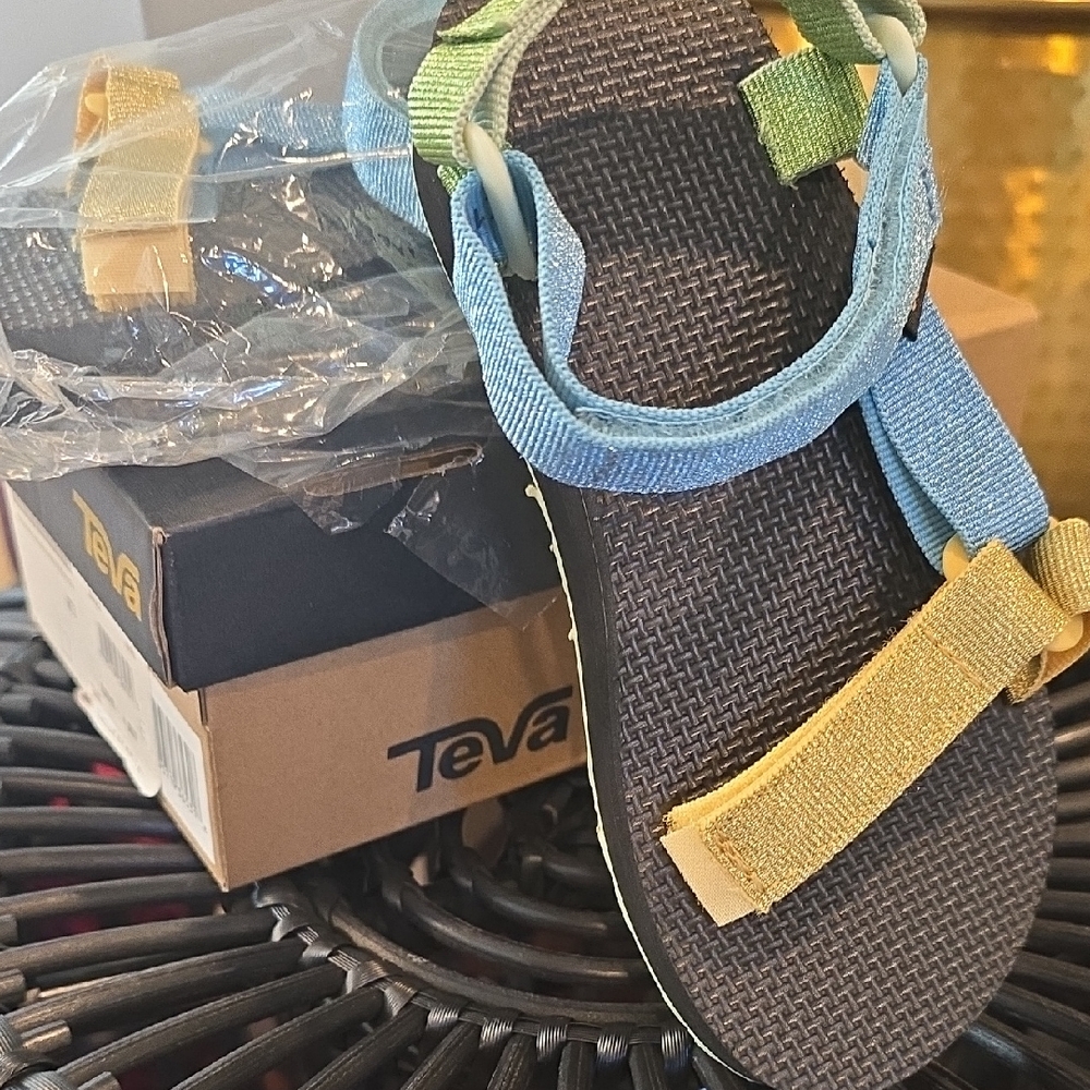 Teva Glittery Blue/Yellow Strap Sandals